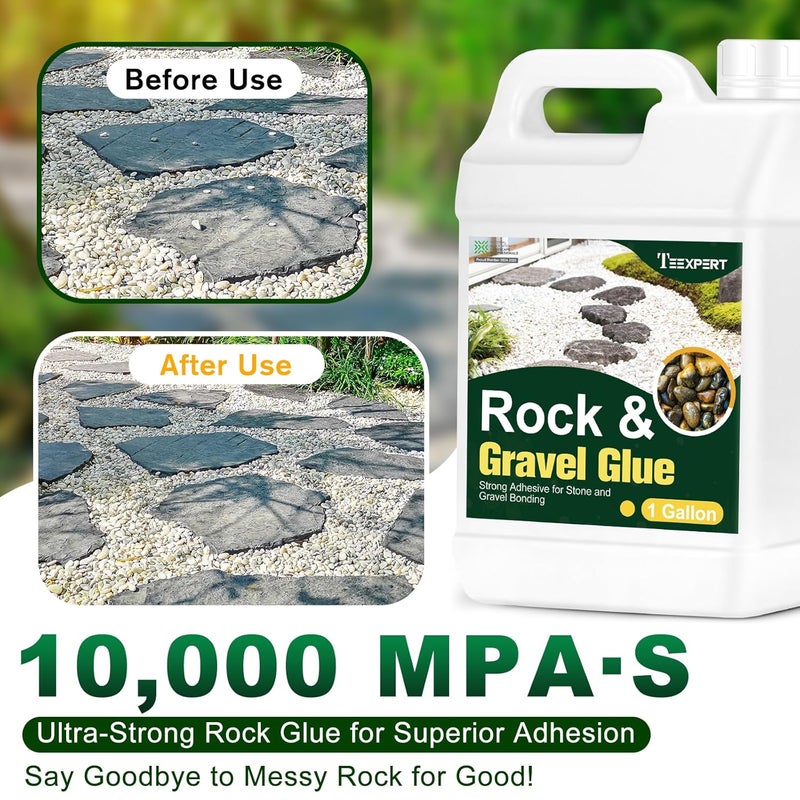 Teexpert 1 Gallon Rock Glue for Landscaping – Strong Pea Gravel Binder & Stone Adhesive for Walkways, Yards, Patios, and Decorative Driveway Edges - Image 2